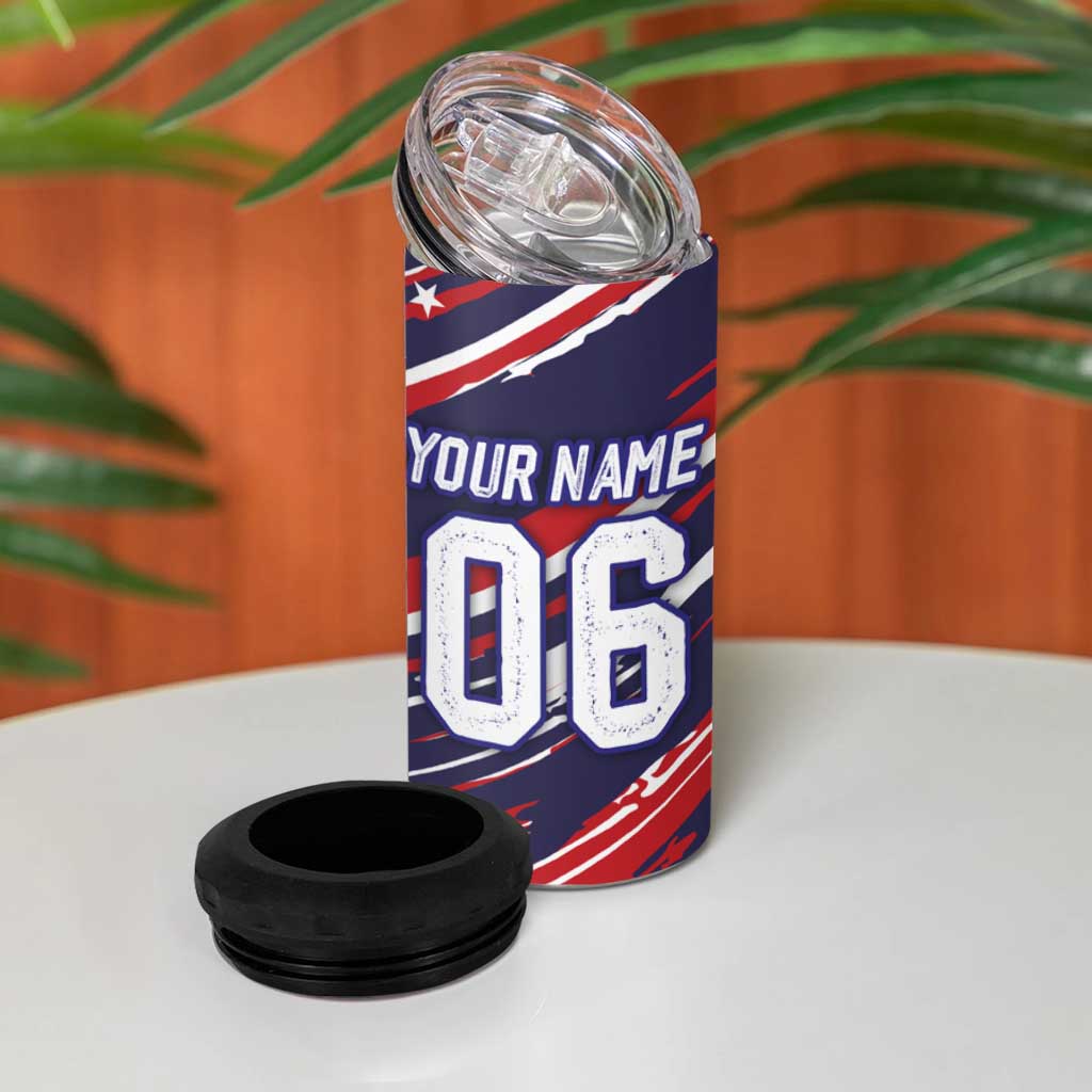 Personalized Patriotic Motocross 4 in 1 Can Cooler Tumbler with USA Flag Colors – Dirt Bike Racing Design - Wonder Print Shop