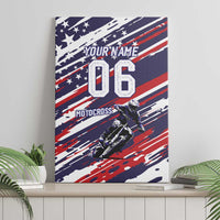 Personalized Patriotic Motocross Canvas Wall Art with USA Flag Colors – Dirt Bike Racing Design - Wonder Print Shop