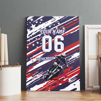 Personalized Patriotic Motocross Canvas Wall Art with USA Flag Colors – Dirt Bike Racing Design - Wonder Print Shop