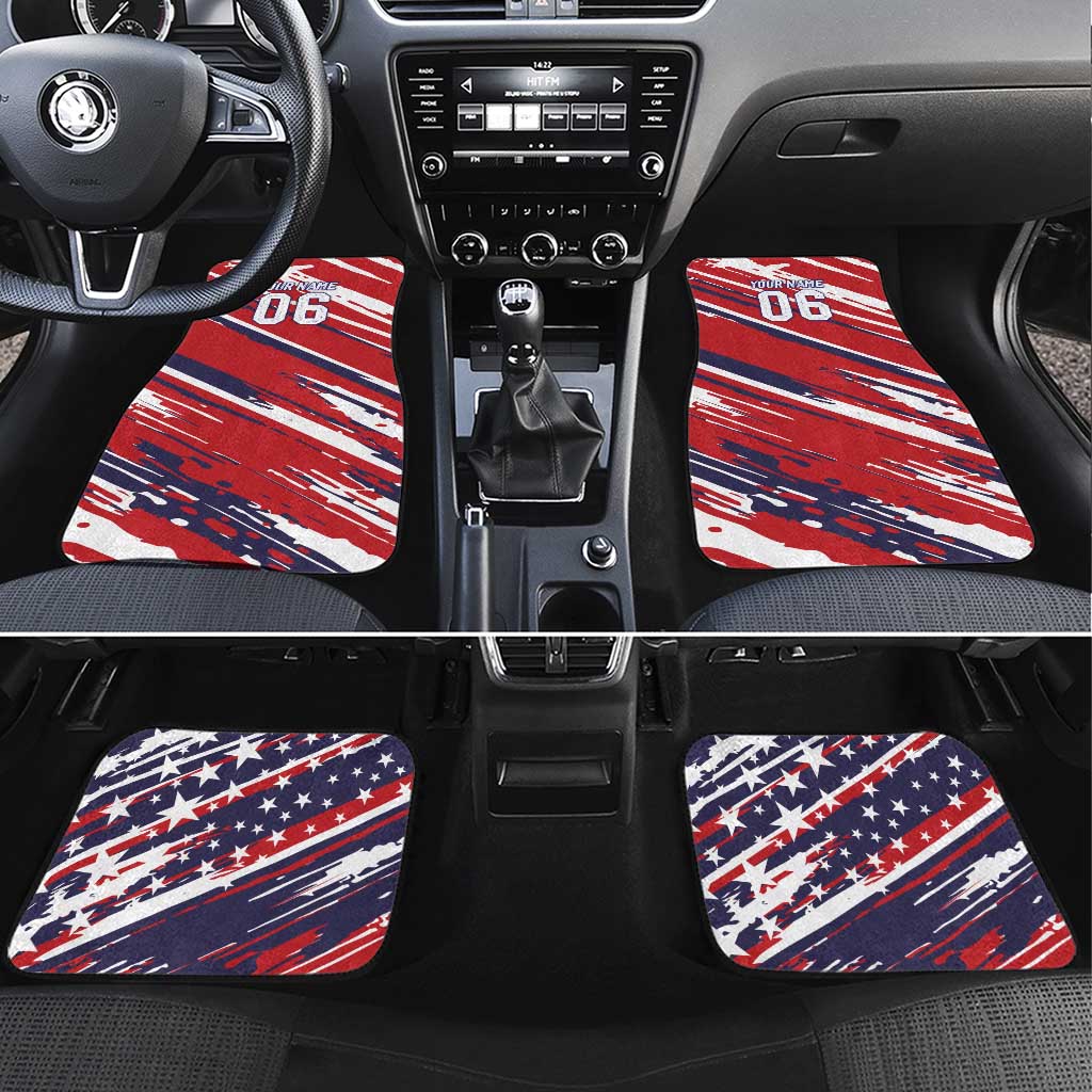 Personalized Patriotic Motocross Car Mats with USA Flag Colors – Dirt Bike Racing Design - Wonder Print Shop