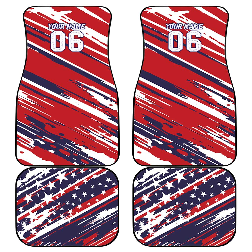 Personalized Patriotic Motocross Car Mats with USA Flag Colors – Dirt Bike Racing Design - Wonder Print Shop