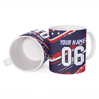 Personalized Patriotic Motocross Ceramic Mug with USA Flag Colors – Dirt Bike Racing Design - Wonder Print Shop