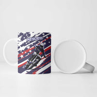 Personalized Patriotic Motocross Ceramic Mug with USA Flag Colors – Dirt Bike Racing Design - Wonder Print Shop