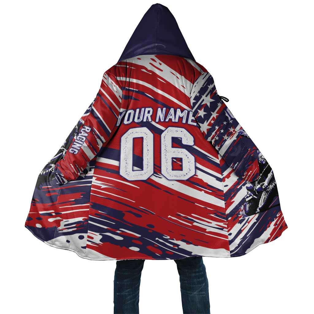 Personalized Patriotic Motocross Cloak with USA Flag Colors – Dirt Bike Racing Design - Wonder Print Shop