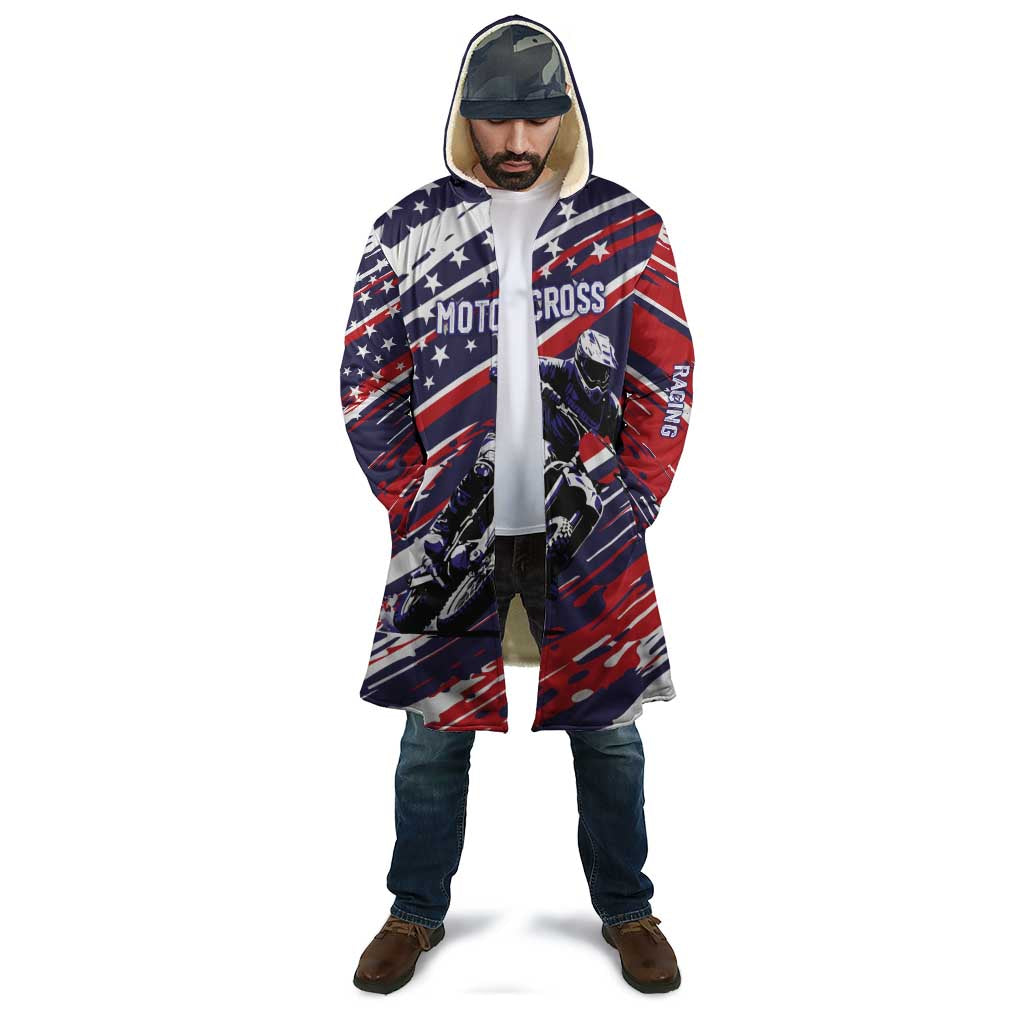 Personalized Patriotic Motocross Cloak with USA Flag Colors – Dirt Bike Racing Design - Wonder Print Shop