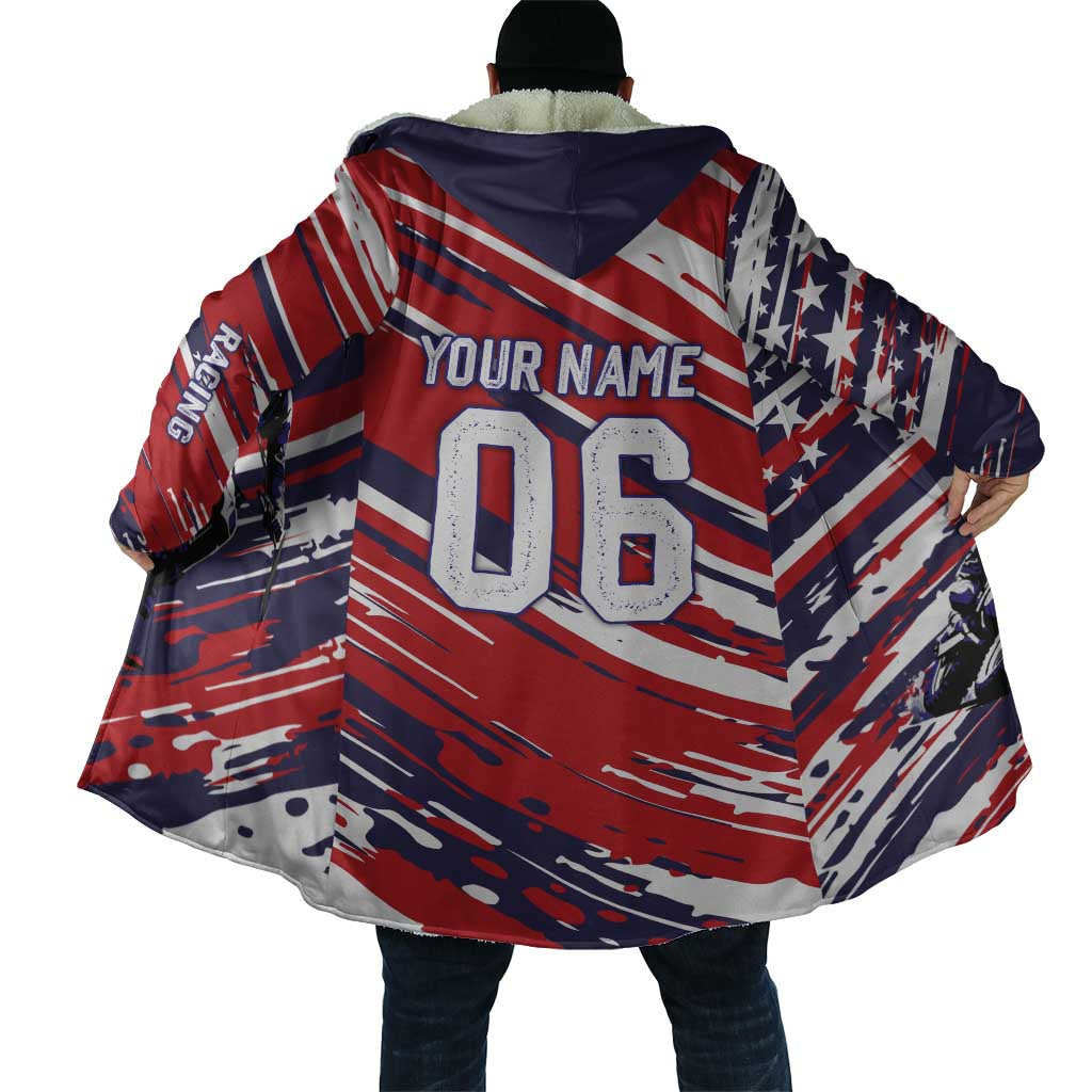 Personalized Patriotic Motocross Cloak with USA Flag Colors – Dirt Bike Racing Design - Wonder Print Shop