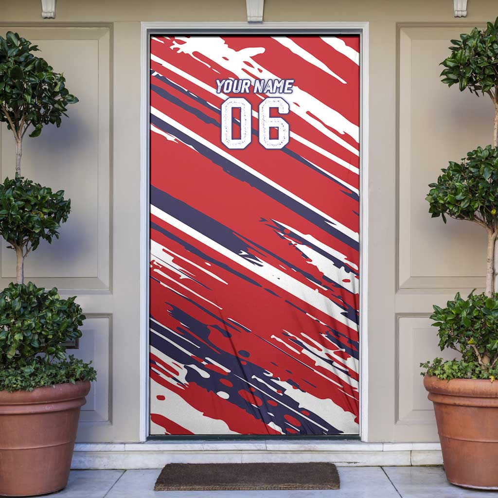 Personalized Patriotic Motocross Door Cover with USA Flag Colors – Dirt Bike Racing Design - Wonder Print Shop