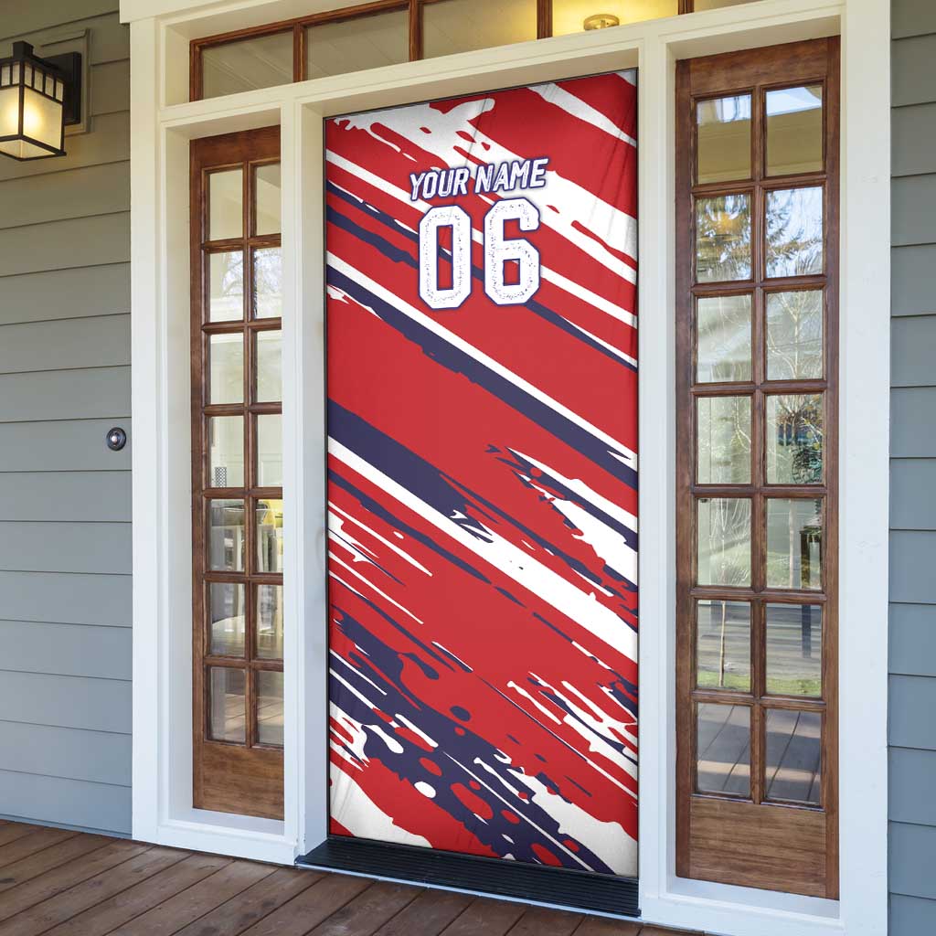 Personalized Patriotic Motocross Door Cover with USA Flag Colors – Dirt Bike Racing Design - Wonder Print Shop