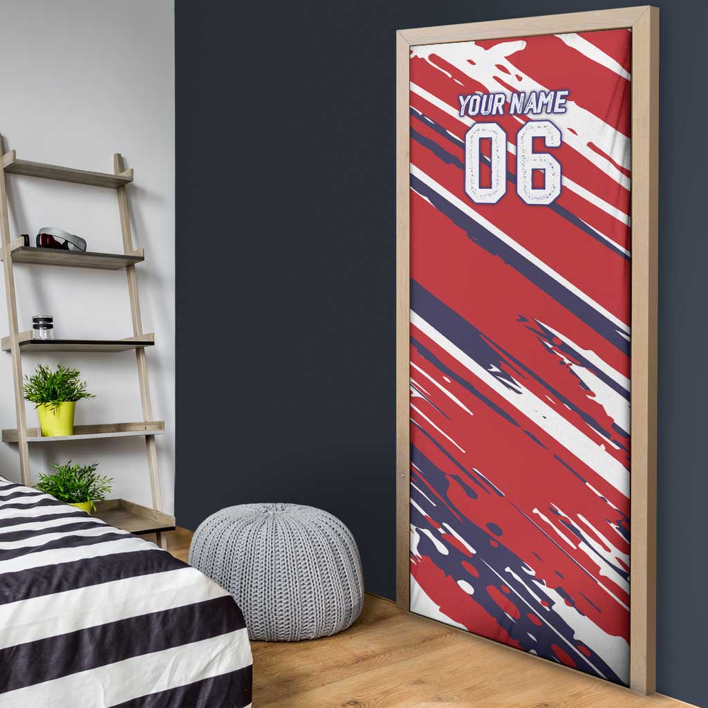 Personalized Patriotic Motocross Door Cover with USA Flag Colors – Dirt Bike Racing Design - Wonder Print Shop