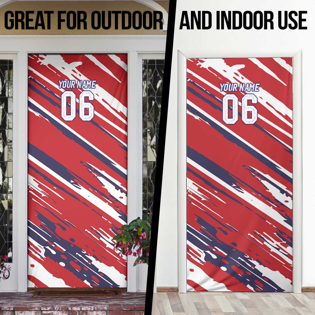 Personalized Patriotic Motocross Door Cover with USA Flag Colors – Dirt Bike Racing Design - Wonder Print Shop