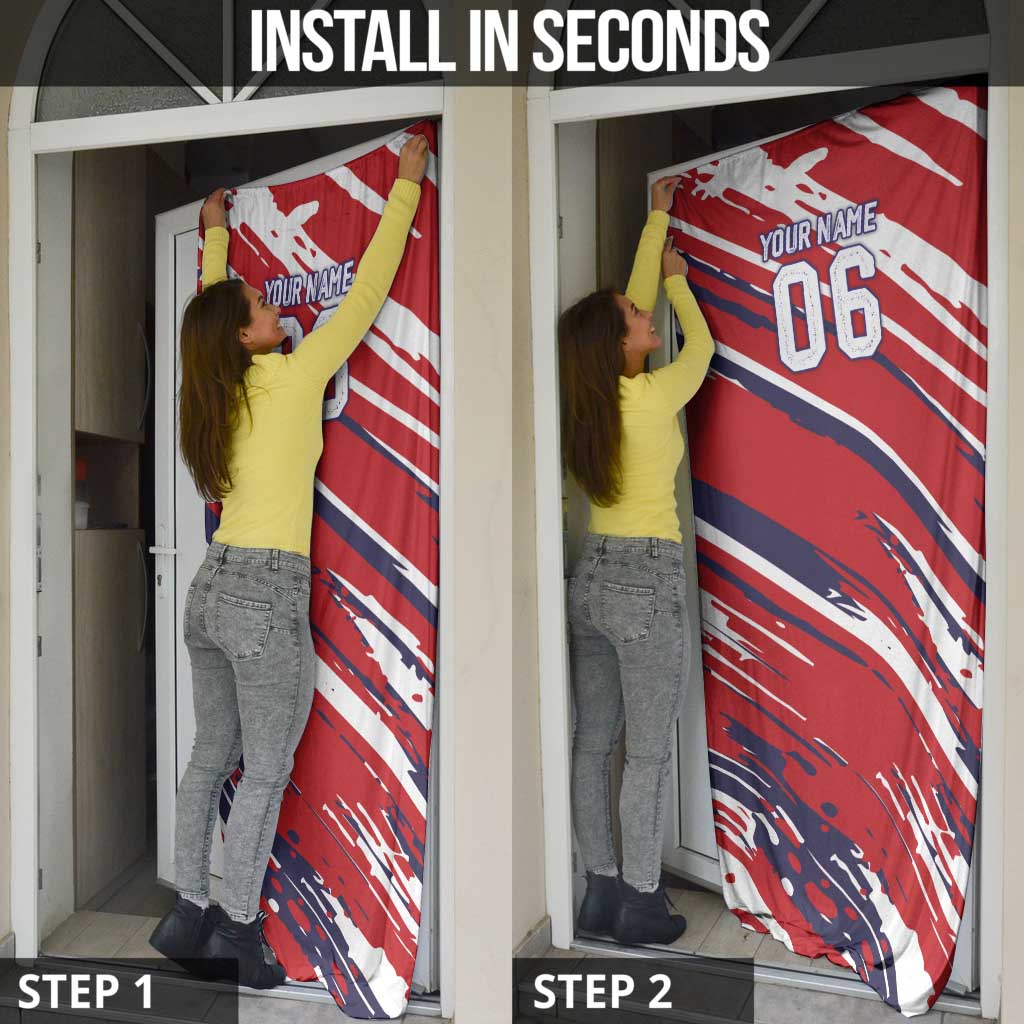 Personalized Patriotic Motocross Door Cover with USA Flag Colors – Dirt Bike Racing Design - Wonder Print Shop