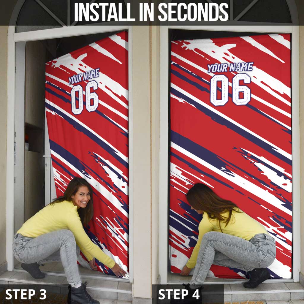 Personalized Patriotic Motocross Door Cover with USA Flag Colors – Dirt Bike Racing Design - Wonder Print Shop
