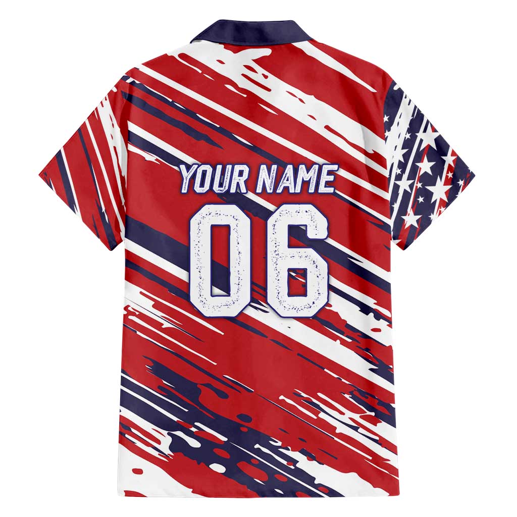 Personalized Patriotic Motocross Family Matching Long Sleeve Bodycon Dress and Hawaiian Shirt with USA Flag Colors – Dirt Bike Racing Design - Wonder Print Shop