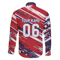Personalized Patriotic Motocross Family Matching Long Sleeve Bodycon Dress and Hawaiian Shirt with USA Flag Colors – Dirt Bike Racing Design - Wonder Print Shop