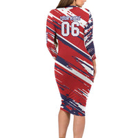 Personalized Patriotic Motocross Family Matching Long Sleeve Bodycon Dress and Hawaiian Shirt with USA Flag Colors – Dirt Bike Racing Design - Wonder Print Shop