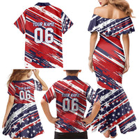Personalized Patriotic Motocross Family Matching Mermaid Dress and Hawaiian Shirt with USA Flag Colors – Dirt Bike Racing Design - Wonder Print Shop