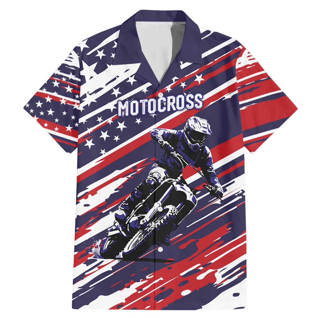 Personalized Patriotic Motocross Family Matching Mermaid Dress and Hawaiian Shirt with USA Flag Colors – Dirt Bike Racing Design - Wonder Print Shop