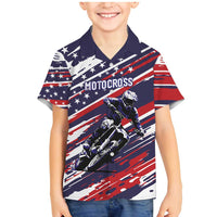 Personalized Patriotic Motocross Family Matching Mermaid Dress and Hawaiian Shirt with USA Flag Colors – Dirt Bike Racing Design - Wonder Print Shop