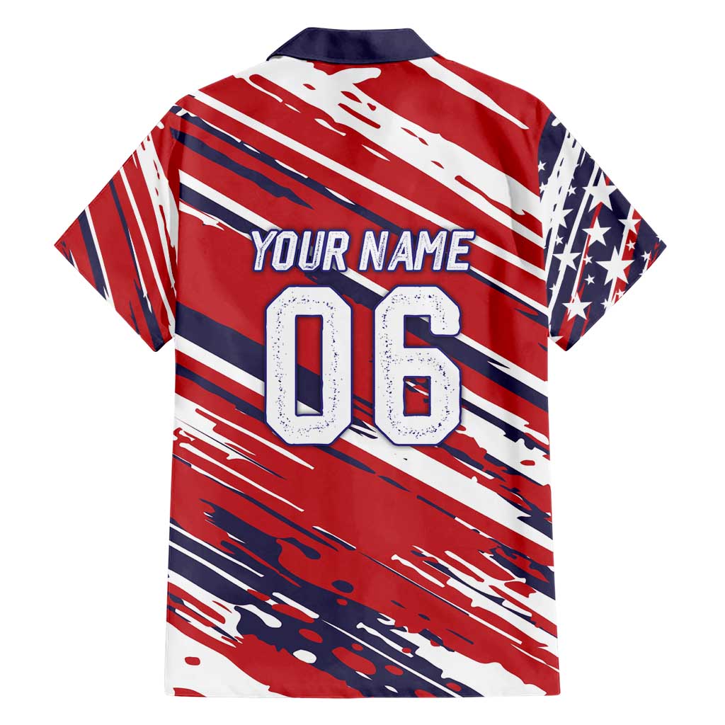 Personalized Patriotic Motocross Family Matching Short Sleeve Bodycon Dress and Hawaiian Shirt with USA Flag Colors – Dirt Bike Racing Design - Wonder Print Shop