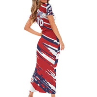 Personalized Patriotic Motocross Family Matching Short Sleeve Bodycon Dress and Hawaiian Shirt with USA Flag Colors – Dirt Bike Racing Design - Wonder Print Shop