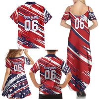 Personalized Patriotic Motocross Family Matching Summer Maxi Dress and Hawaiian Shirt with USA Flag Colors – Dirt Bike Racing Design - Wonder Print Shop