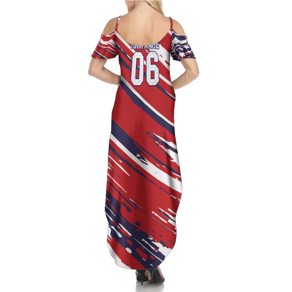 Personalized Patriotic Motocross Family Matching Summer Maxi Dress and Hawaiian Shirt with USA Flag Colors – Dirt Bike Racing Design - Wonder Print Shop