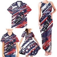 Personalized Patriotic Motocross Family Matching Tank Maxi Dress and Hawaiian Shirt with USA Flag Colors – Dirt Bike Racing Design - Wonder Print Shop