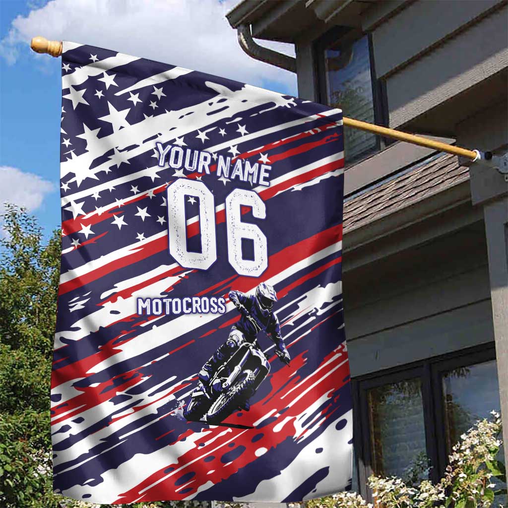 Personalized Patriotic Motocross Garden Flag with USA Flag Colors – Dirt Bike Racing Design - Wonder Print Shop