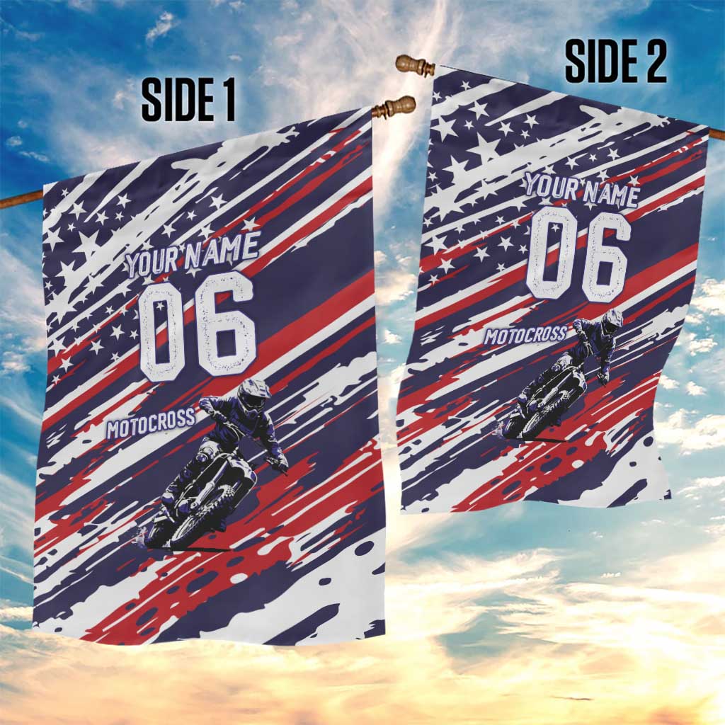 Personalized Patriotic Motocross Garden Flag with USA Flag Colors – Dirt Bike Racing Design - Wonder Print Shop