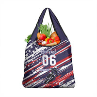 Personalized Patriotic Motocross Grocery Bag with USA Flag Colors – Dirt Bike Racing Design - Wonder Print Shop