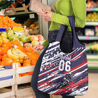 Personalized Patriotic Motocross Grocery Bag with USA Flag Colors – Dirt Bike Racing Design - Wonder Print Shop