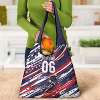 Personalized Patriotic Motocross Grocery Bag with USA Flag Colors – Dirt Bike Racing Design - Wonder Print Shop
