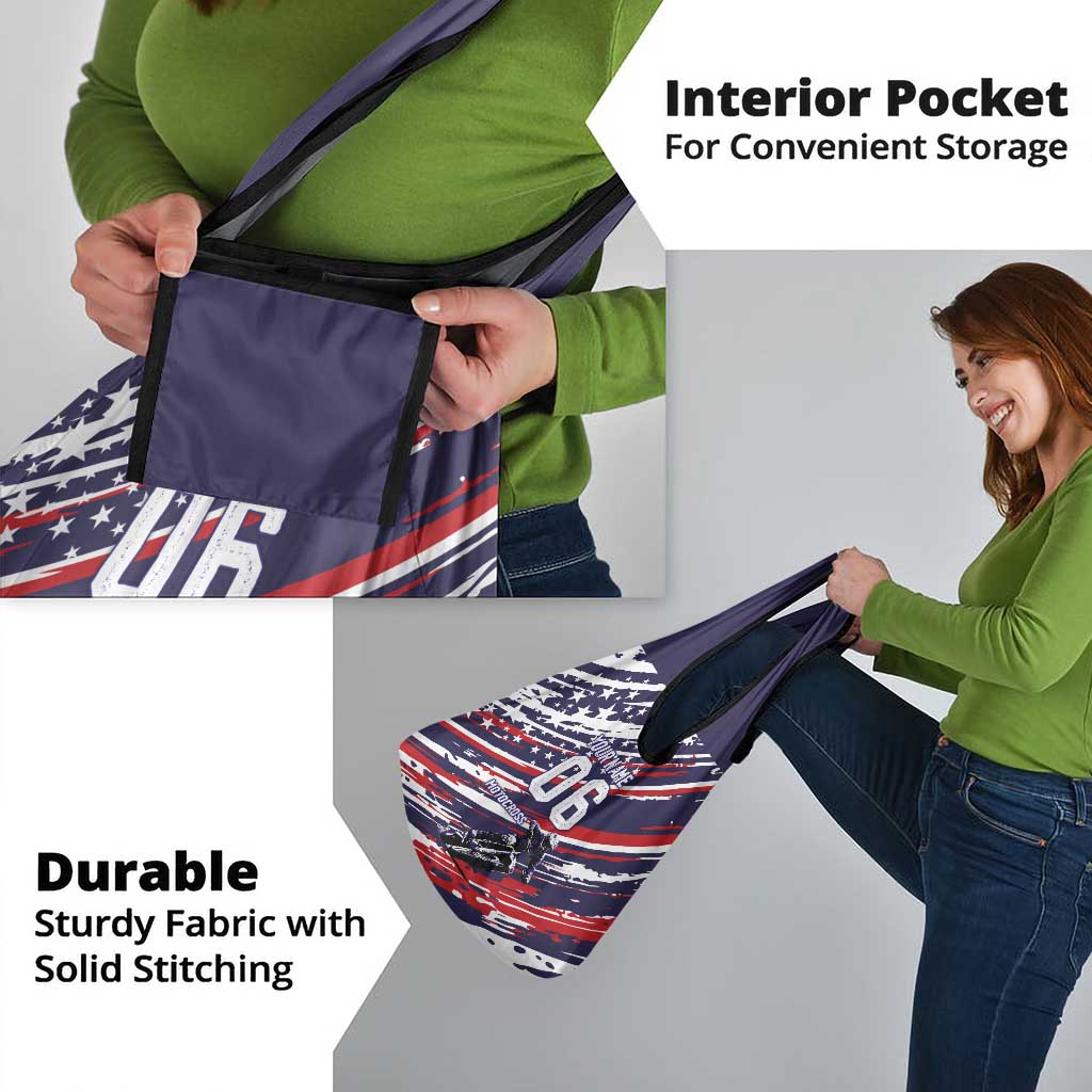 Personalized Patriotic Motocross Grocery Bag with USA Flag Colors – Dirt Bike Racing Design - Wonder Print Shop