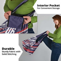 Personalized Patriotic Motocross Grocery Bag with USA Flag Colors – Dirt Bike Racing Design - Wonder Print Shop