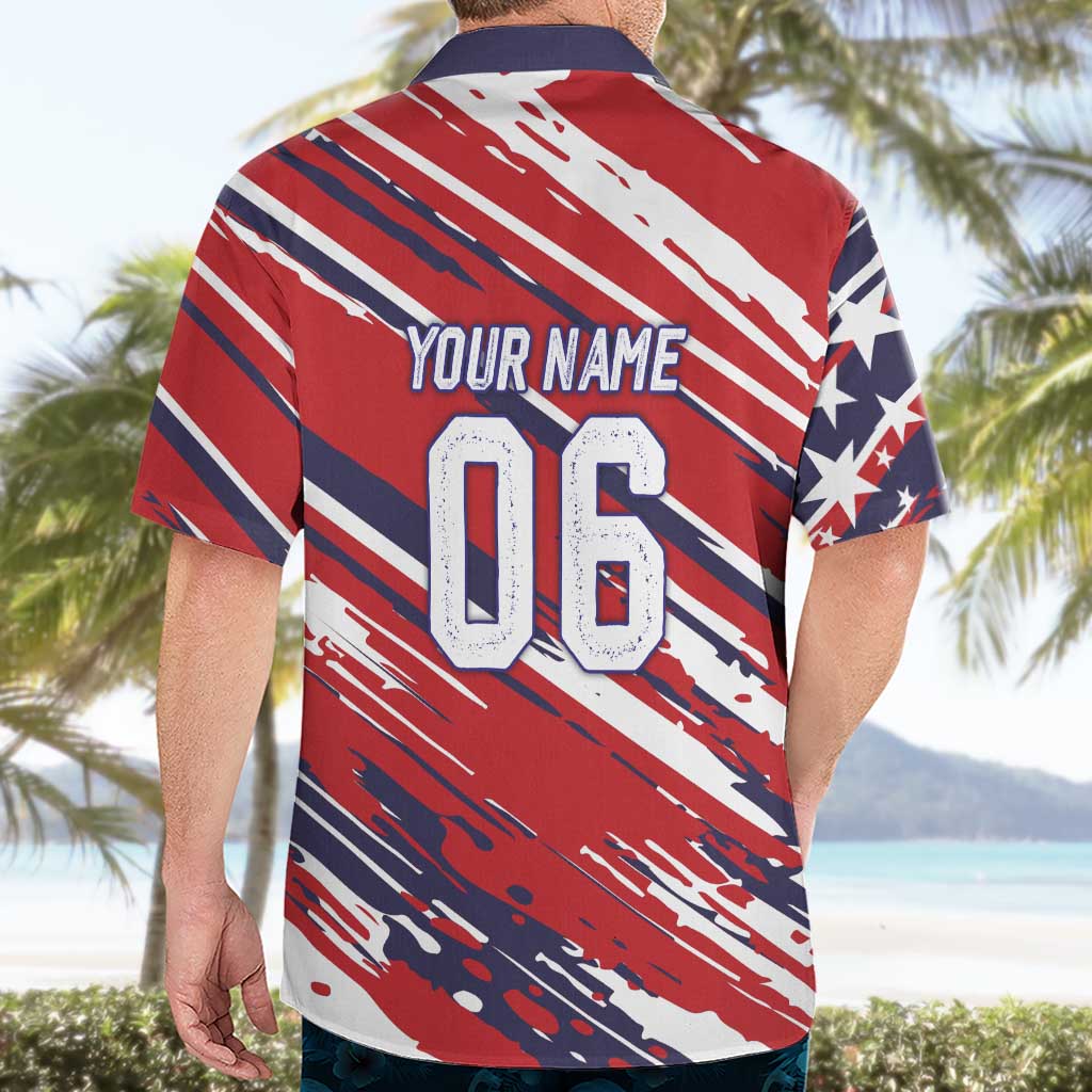 Personalized Patriotic Motocross Hawaiian Shirt with USA Flag Colors – Dirt Bike Racing Design - Wonder Print Shop