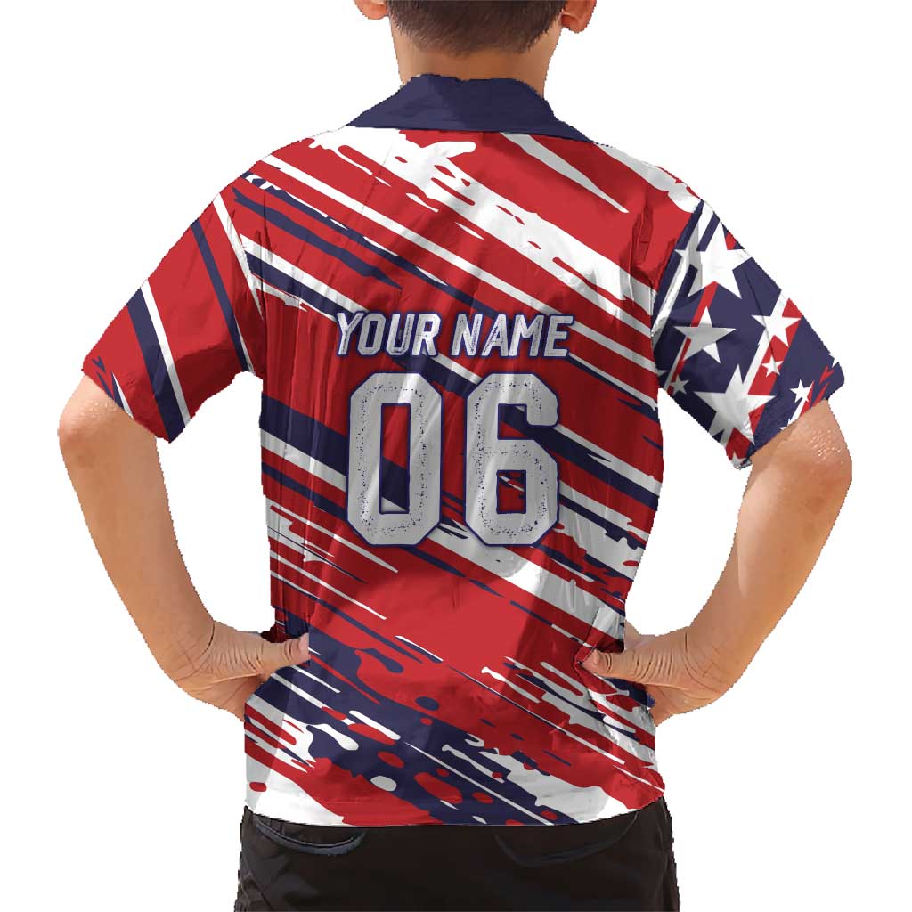 Personalized Patriotic Motocross Hawaiian Shirt with USA Flag Colors – Dirt Bike Racing Design - Wonder Print Shop