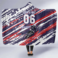 Personalized Patriotic Motocross Hooded Blanket with USA Flag Colors – Dirt Bike Racing Design - Wonder Print Shop