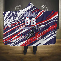 Personalized Patriotic Motocross Hooded Blanket with USA Flag Colors – Dirt Bike Racing Design - Wonder Print Shop