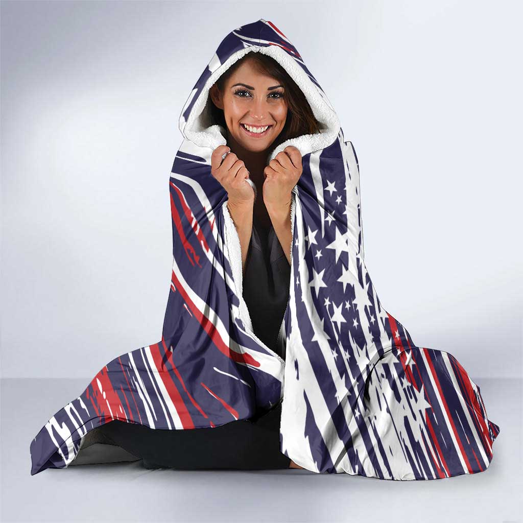Personalized Patriotic Motocross Hooded Blanket with USA Flag Colors – Dirt Bike Racing Design - Wonder Print Shop