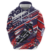 Personalized Patriotic Motocross Hoodie with USA Flag Colors – Dirt Bike Racing Design - Wonder Print Shop
