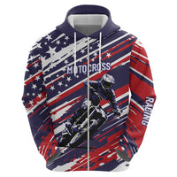 Personalized Patriotic Motocross Hoodie with USA Flag Colors – Dirt Bike Racing Design - Wonder Print Shop
