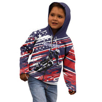 Personalized Patriotic Motocross Kid Hoodie with USA Flag Colors – Dirt Bike Racing Design - Wonder Print Shop