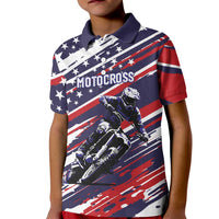 Personalized Patriotic Motocross Kid Polo Shirt with USA Flag Colors – Dirt Bike Racing Design - Wonder Print Shop