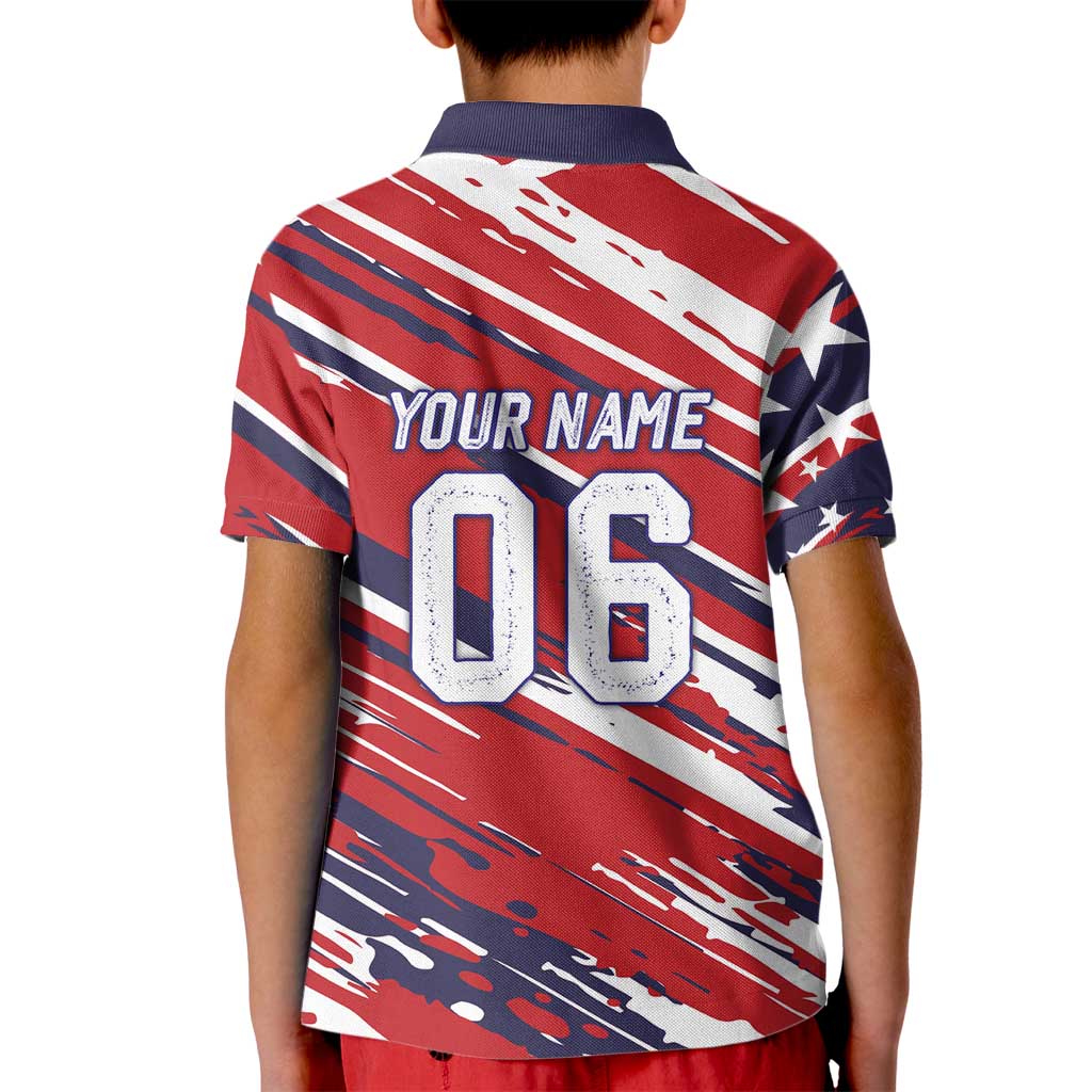 Personalized Patriotic Motocross Kid Polo Shirt with USA Flag Colors – Dirt Bike Racing Design - Wonder Print Shop