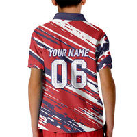 Personalized Patriotic Motocross Kid Polo Shirt with USA Flag Colors – Dirt Bike Racing Design - Wonder Print Shop