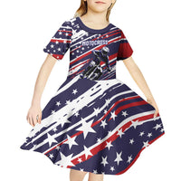 Personalized Patriotic Motocross Kid Short Sleeve Dress with USA Flag Colors – Dirt Bike Racing Design - Wonder Print Shop