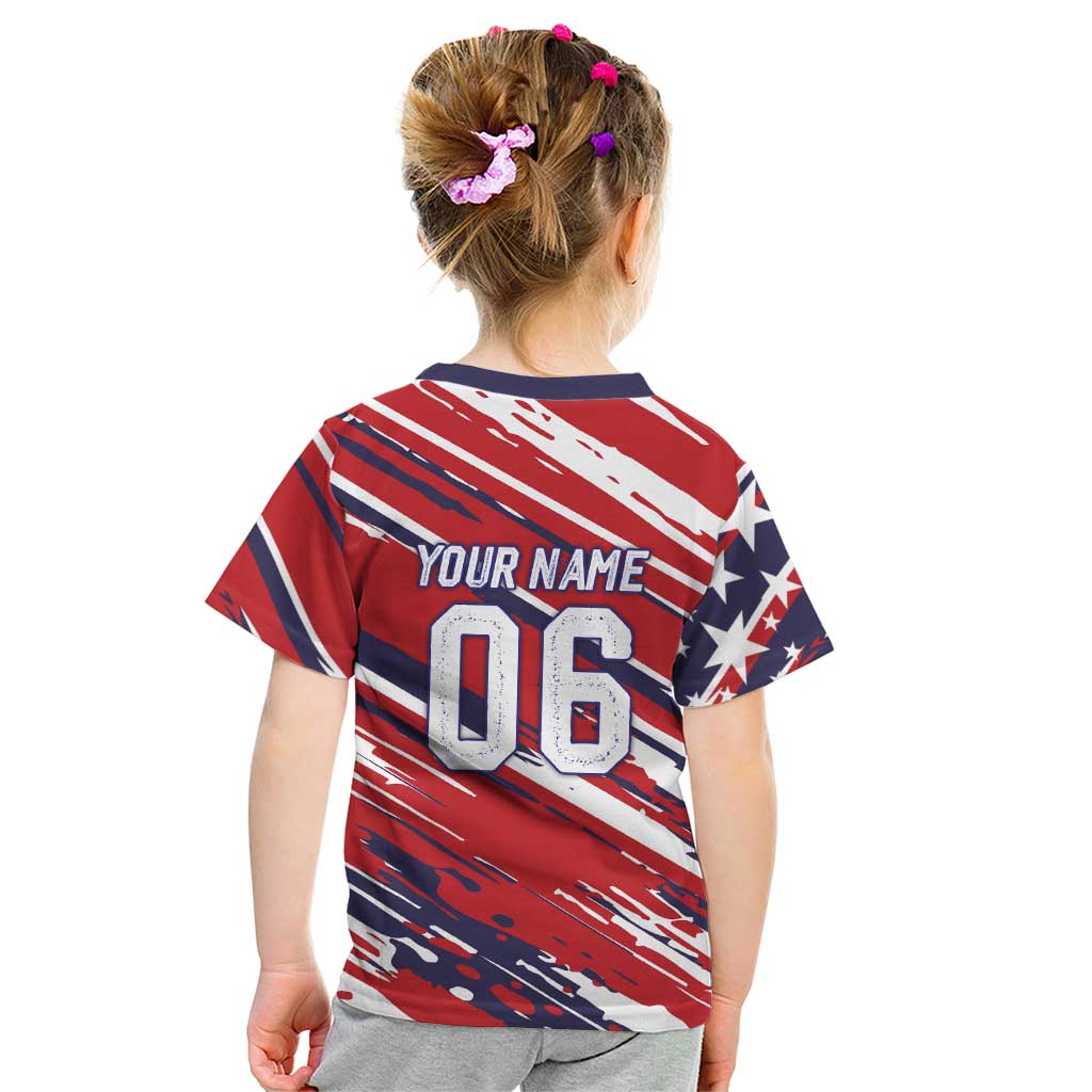 Personalized Patriotic Motocross Kid T Shirt with USA Flag Colors – Dirt Bike Racing Design - Wonder Print Shop