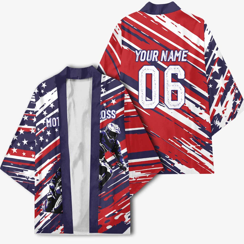Personalized Patriotic Motocross Kimono with USA Flag Colors – Dirt Bike Racing Design - Wonder Print Shop