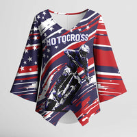 Personalized Patriotic Motocross Kimono Sleeve Blouse with USA Flag Colors – Dirt Bike Racing Design - Wonder Print Shop