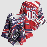 Personalized Patriotic Motocross Kimono Sleeve Blouse with USA Flag Colors – Dirt Bike Racing Design - Wonder Print Shop